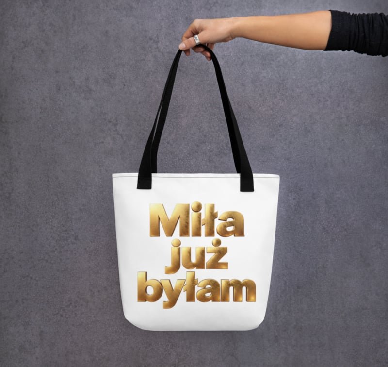 Produkt: Torba materiałowa | Kolor: biały, czarne uchwyty | Nadruk: Miła już byłam | GOYAH